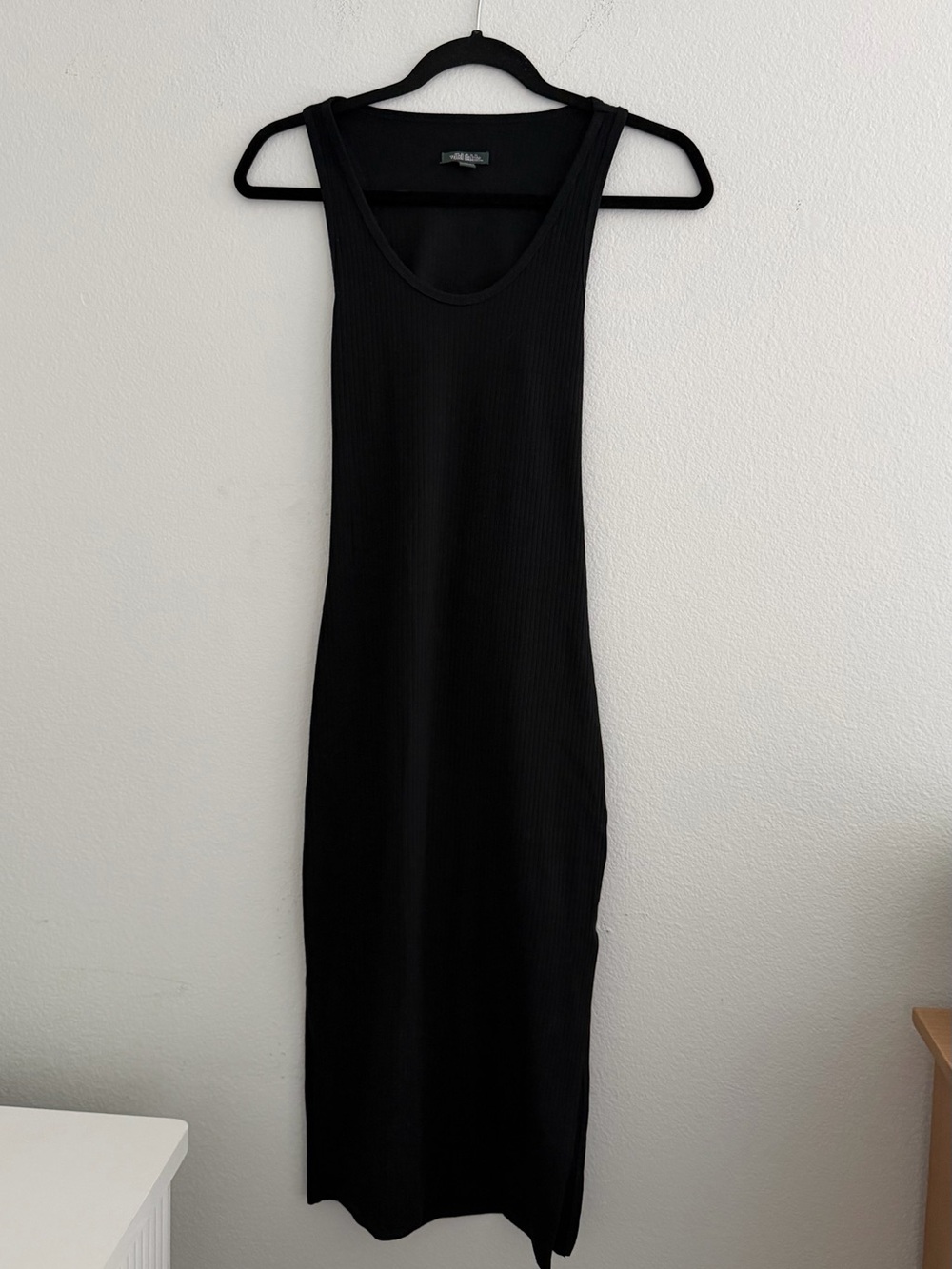 Black Ribbed Tank Midi Dress - Women